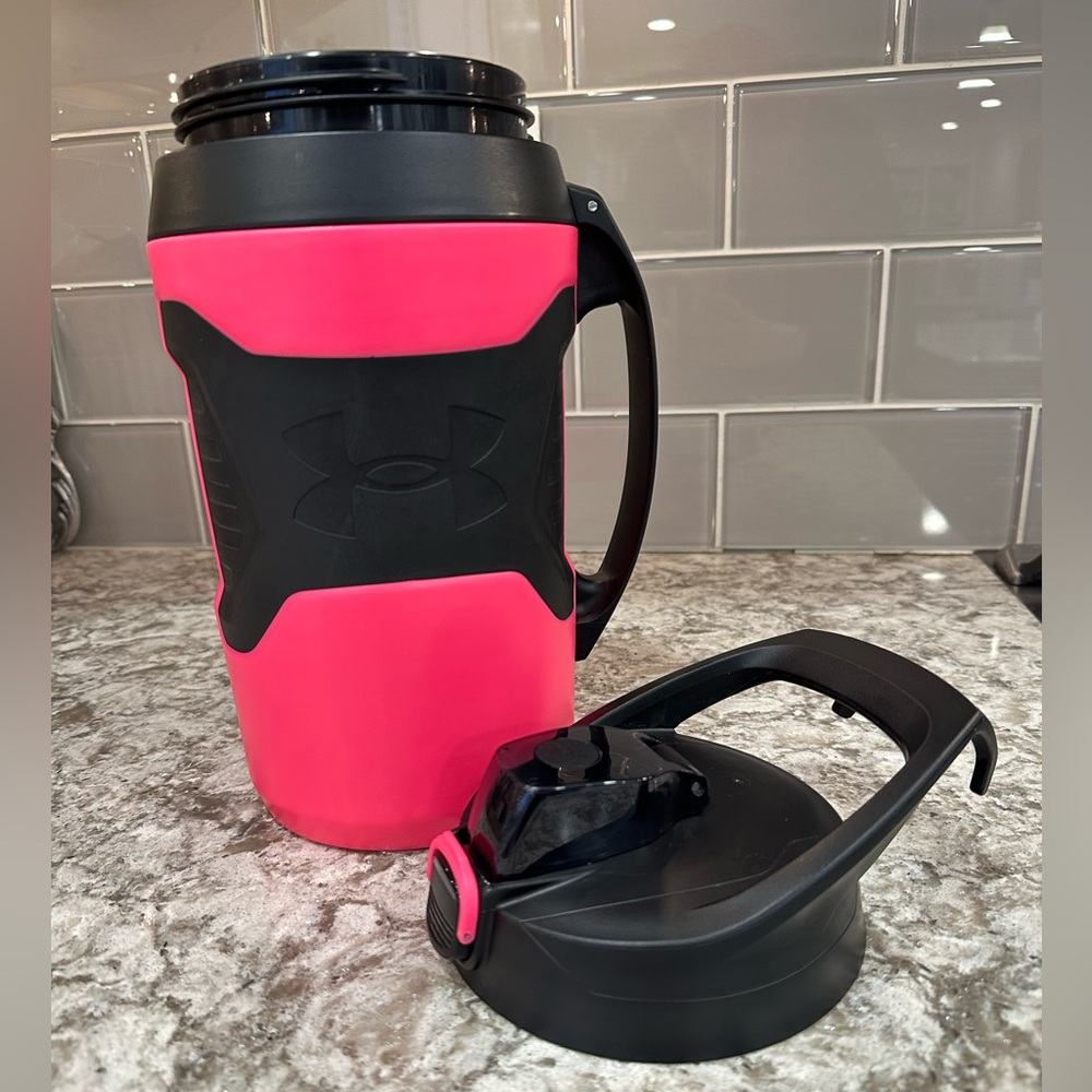 Under Armour Playmaker 64 oz Jug, Black and Pink, Insulated Water Bottle